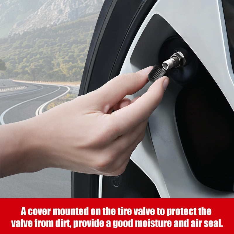 100PCS Tire Valve Caps, Valve Stem Caps with O Rubber Ring, Tire Caps are Suitable for Bicycles, Cars, Motorcycles, SUVs and Trucks (Black)