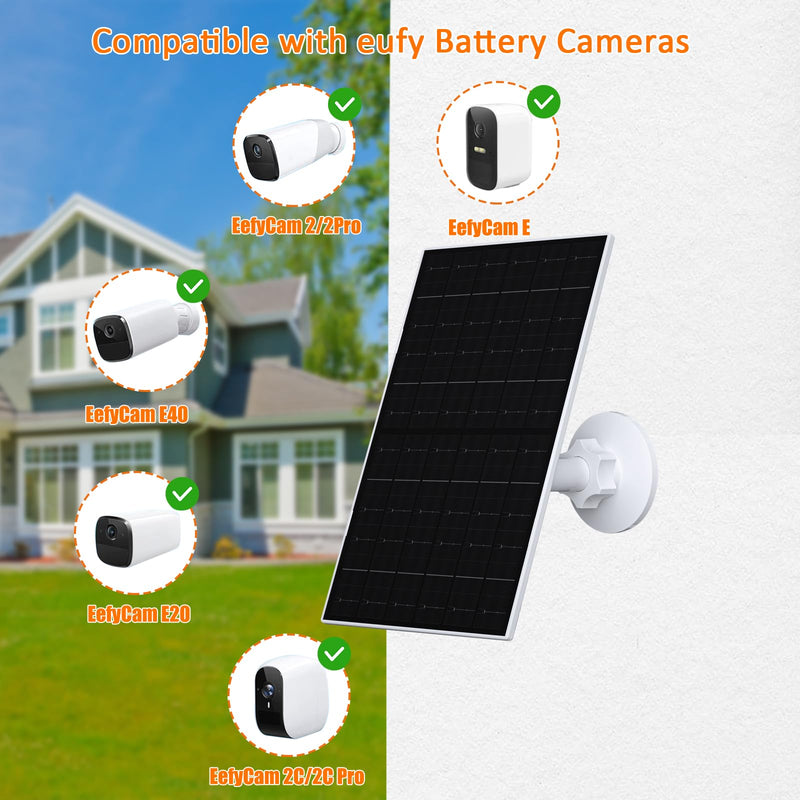 7W Solar Panel Compatible with Eufycam, USB-C Solar Charger for 5V Battery Cameras, IP66 Waterproof, 360° Adjustable Mount, 9.8ft Charging Cable, 2 Pack 7W - 2 Pack