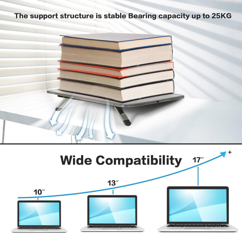 Zupro Laptop Feet,2024 New Model Laptop Stand,Self-Adhesive Foldable Adjustable Heights,Invisible Aluminum Lightweight Notebook Keyboard Riser,Compatible with 10 to17 inch Notebook Computer.(Silver) Silver(New Model)