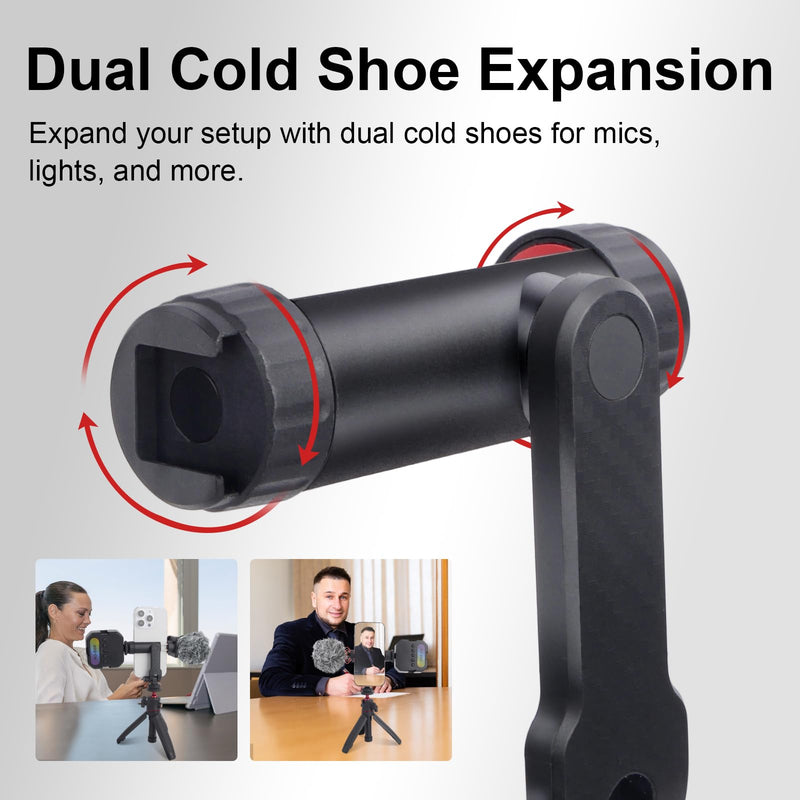 Extendable Mini Tripod Selfie Stick Kits, Vlogging Tripod Camera Handheld with 360° Ball Head/Cold Shoe/3-Section Adjustment, Desktop Camera Stand for Phone/DSLR Action Cams (SY028)