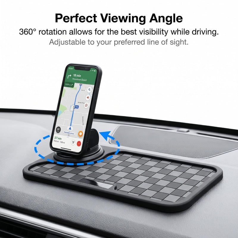 Multifunctional Car Anti-Slip Mat, Anti-Slip Rubber Dashboard Storage Pad and Phone Holder, Universal Dashboard Storage Accessories for Most Cars (Black & Gray) 1 PC Black&Gray
