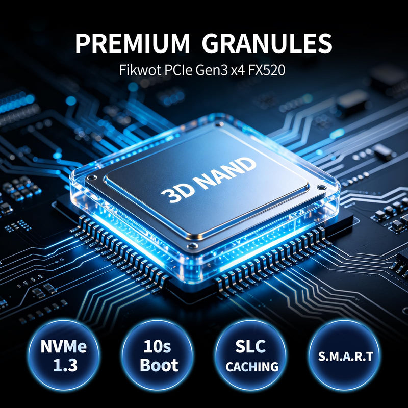 Fikwot FX520 M.2 SSD 128GB NVMe SSD M2 2280 PCIe Gen3 x4, Up to 1100MB/s, Internal Solid State Drive for Laptop PC Desktop 3D NAND