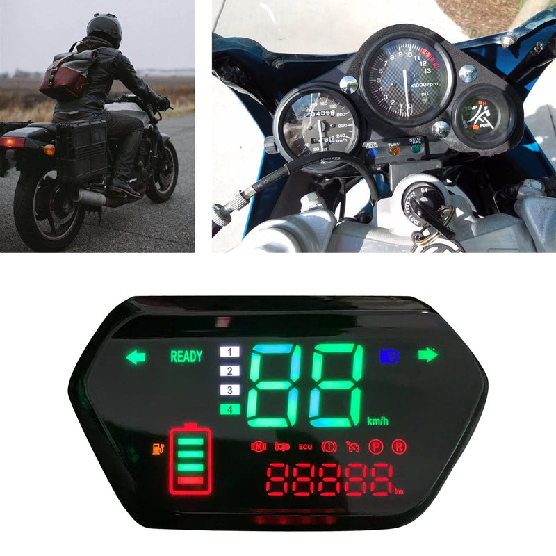 Motorcycle LCD Speedometer, KIMISS 48V/60V Universal Speedometer Odometer Tachometer Digital LCD Display for Electric Motorcycle