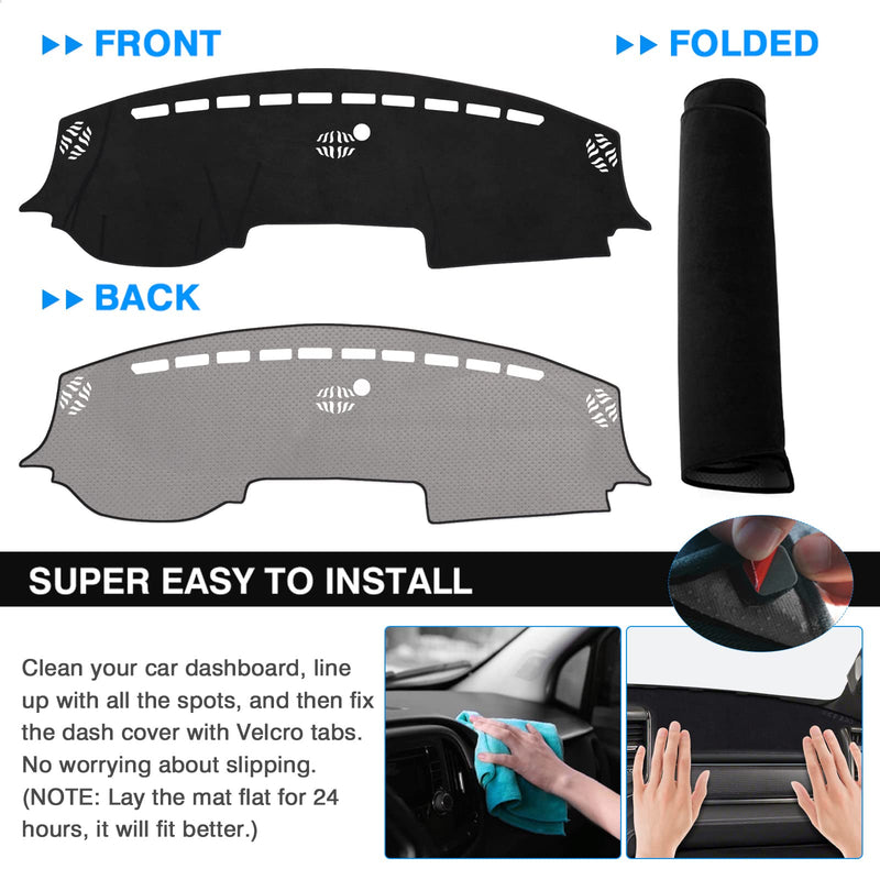 Autorder Dashboard Cover Mat for 2019-2026 Dodge Ram 1500 2500 3500 Accessories Dash Cover Flannel Dash Mat Sunshade Glare UV Rays Protector Black 2019-2026 Ram