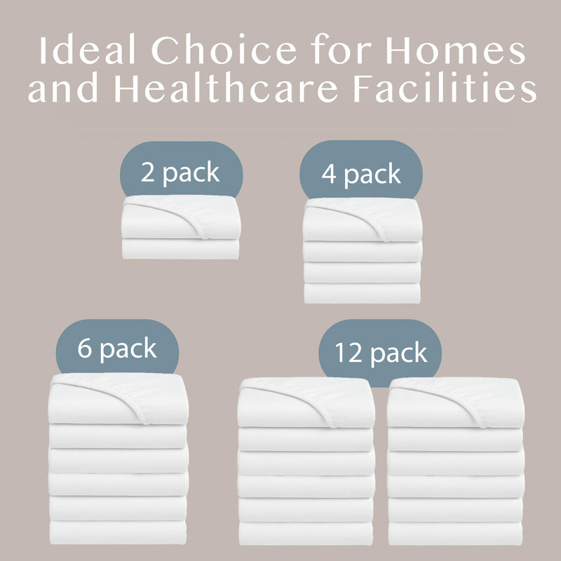 BLISSFORD - 2 Pack Fitted Hospital Bed Sheets with Elastic All Around for a Cotton Rich Soft Knitted Jersey Sheet, 36” x 84” x 12” 2 Per Pack 1 - White