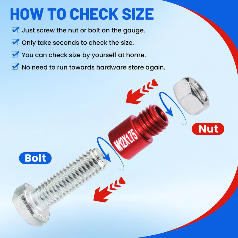 52PCS Thread Checker Kit – SAE & Metric Bolt Thread Checker, Nut & Bolt Size Finder Tool (28 SAE + 24 Metric) – Thread Gauge for Quickly Identifying Screw, Nut, and Bolt Sizes 52