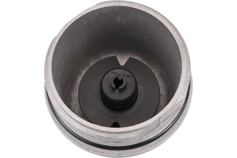 URO Parts 11427557011PRM Oil Filter Cover Cap, Aluminum vs OEM is plastic