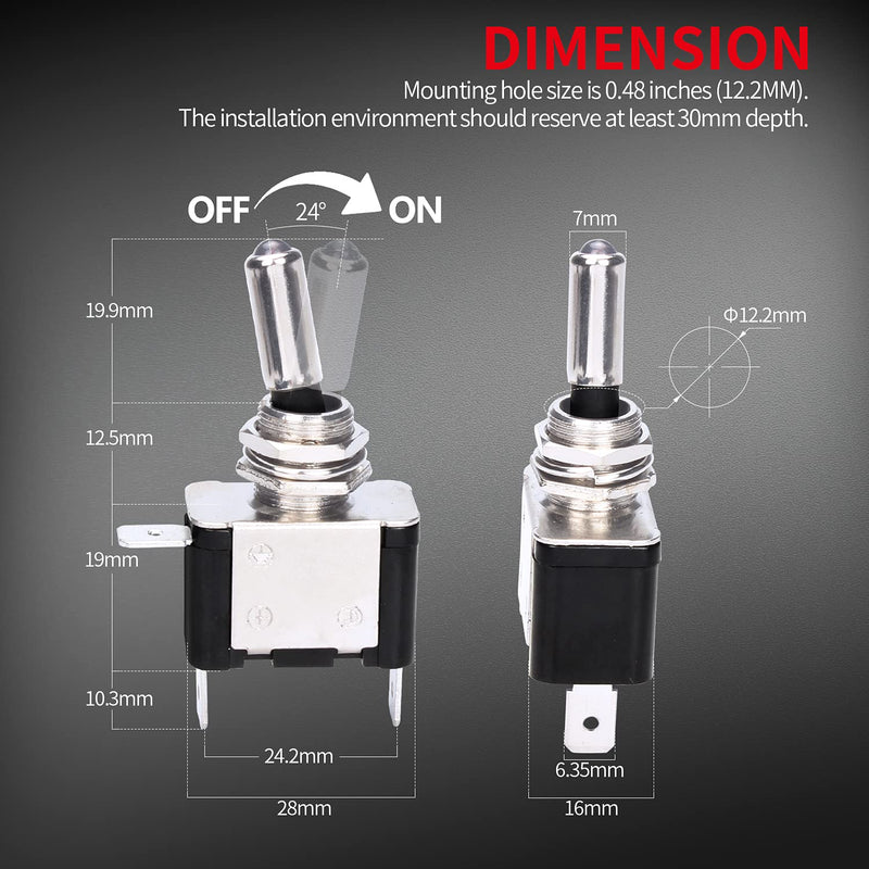 DaierTek Red 12V LED Lighted Toggle Switch with Aircraft Guard Safety Flip Cover 12 Volt DC 20A Heavy Duty Covered Illuminated Lit for Racing Auto Car ATV UTV Golf Cart -2Pack Red LED with Cover