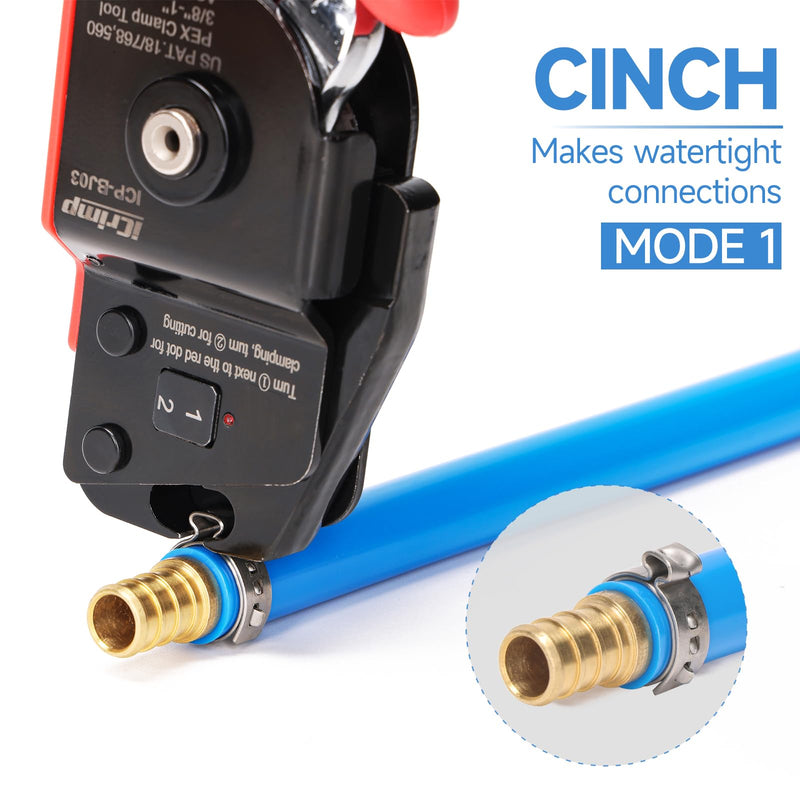 iCrimp ICP-BJ03 PEX Clamp Tool for Cinch and Removal of 3/8-in, 1/2-in, 3/4-in and 1-in PEX Clamp Rings, One-handed PEX Crimping Tool Clamp&Removal Tool