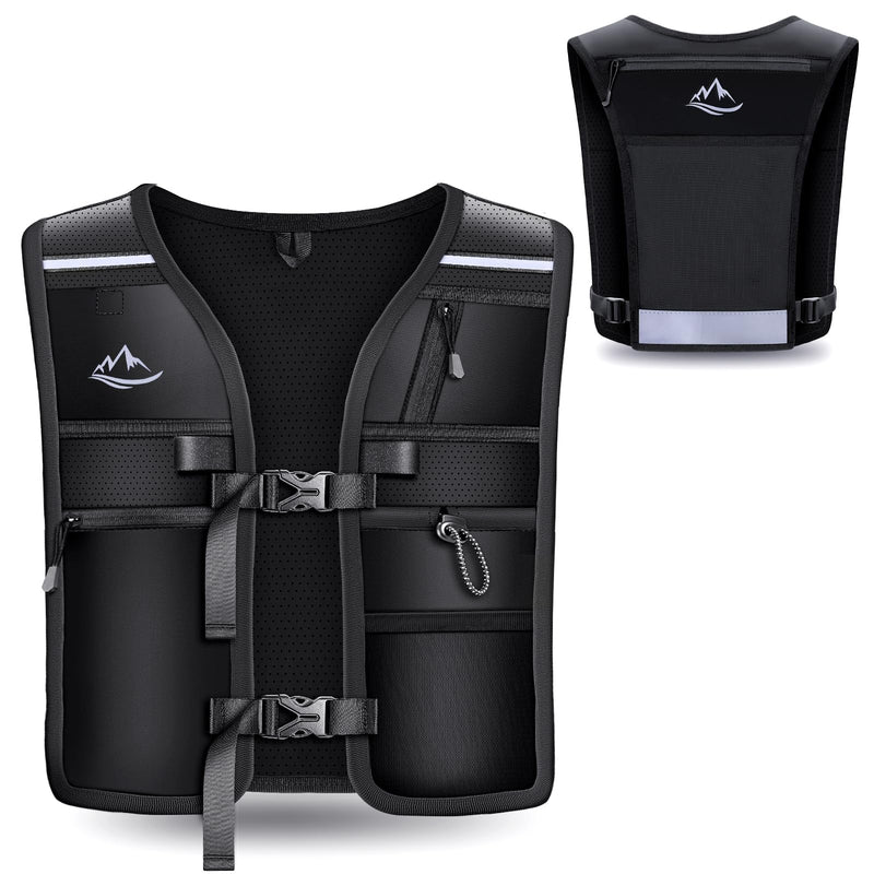 Running Vest for Women Men, Reflective Hydration Vest with Adjustable Waistband & Phone Pocket, Lightweight Breathable Running Backpack for Hiking Trail Cycling and Marathon Race