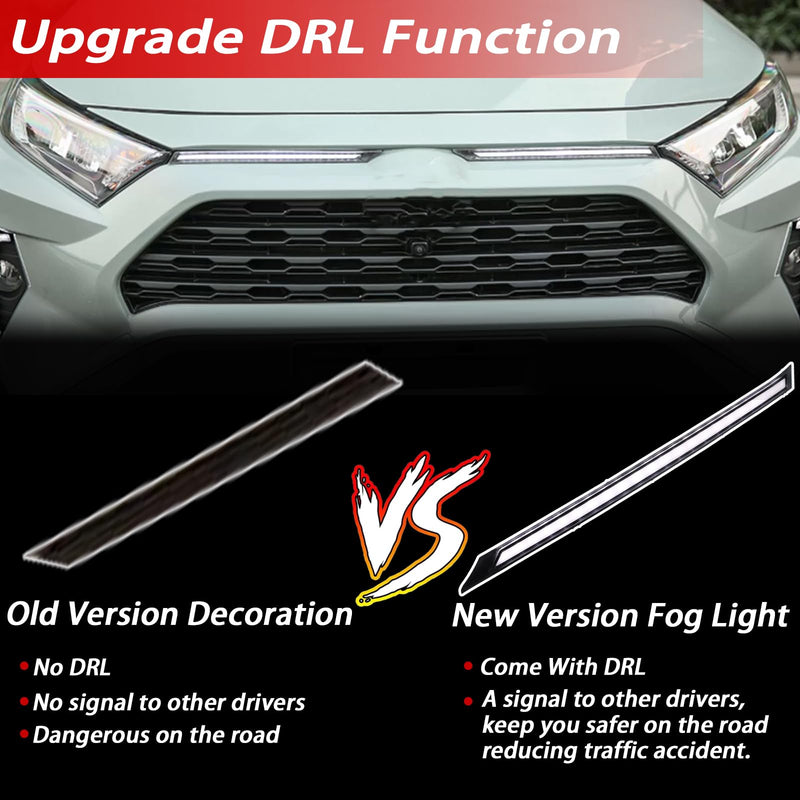 BINGIGOO 2PCS Grille Lights LED Bar Front Sequential Switchback LED Daytime Running Lights Compatible with Toyota RAV4 2019-2023 Sequential Amber Turn Signal light (Clear) Clear