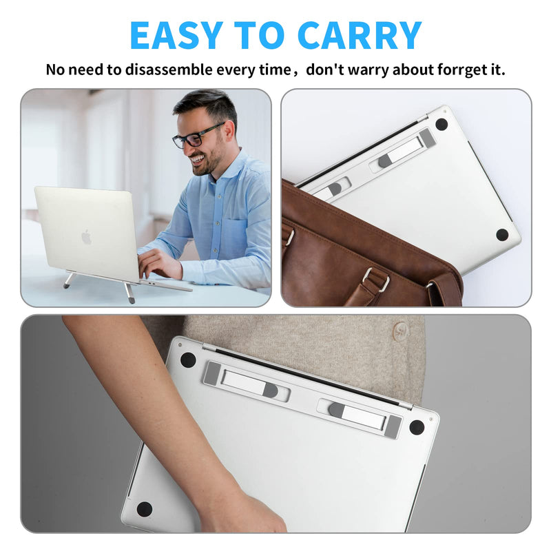 Riser for Desk,Pop up Laptop Stand,Adjustable Height Self-Adhesive Portable Laptop Stand with Feet, Extend Leg,Foldable Computer Stand for 10”-17” Models MacBook Air, Keyboard etc.
