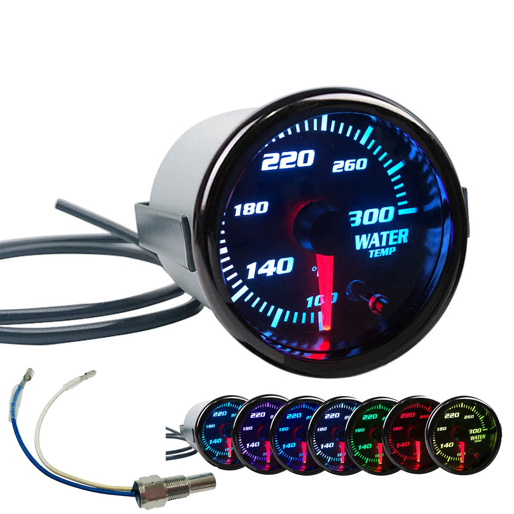 52mm Water Temp Gauge 7 Color Tinted 2"-1/16" Temperature Meter 100-300℉ Fahrenheit Includes Electronic Thread 1/8 NPT Sensor