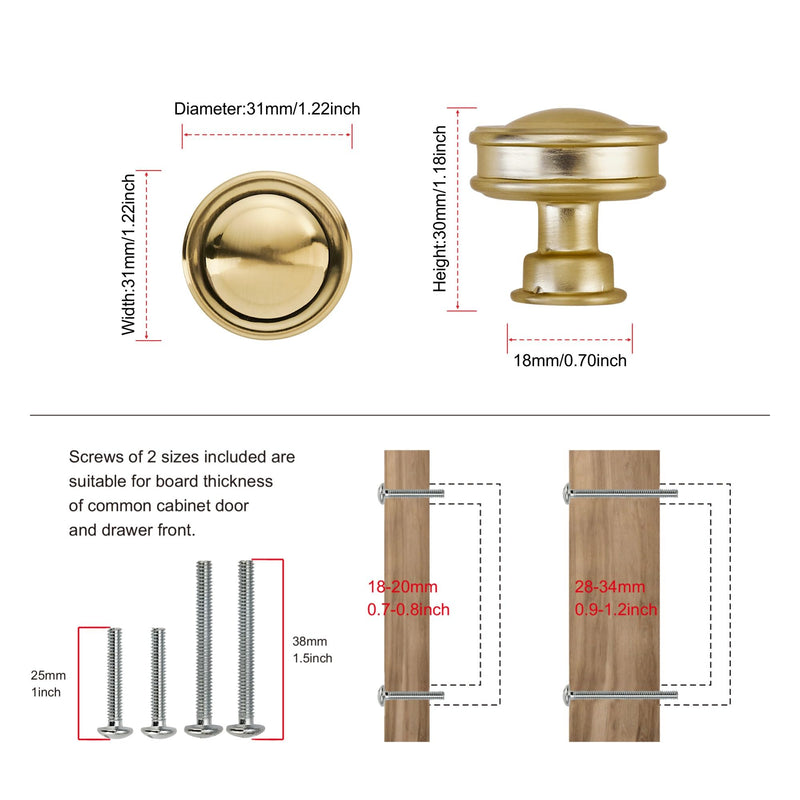 TUNNY 10 Pack Cabinet Knobs-Single Hole Champagne Bronze Cabinet Pulls for Dresser Knobs Drawer Knobs and Pulls for Kitchen Bathroom Cabinets Handles TU10187 Knob-10Pcs