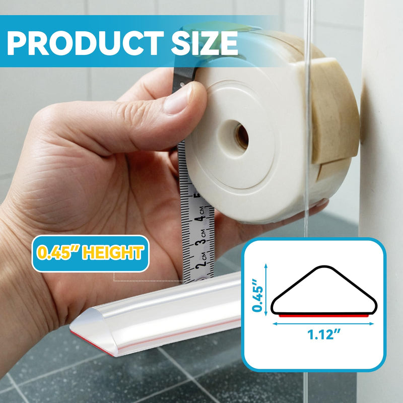 67" Collapsible Shower Threshold Water Dam Shower Barrier Keeps Water Inside Threshold Dry and Wet Separation Retention System Suitable for Bathroom Kitchen Sink Bathtub 67" Transparent