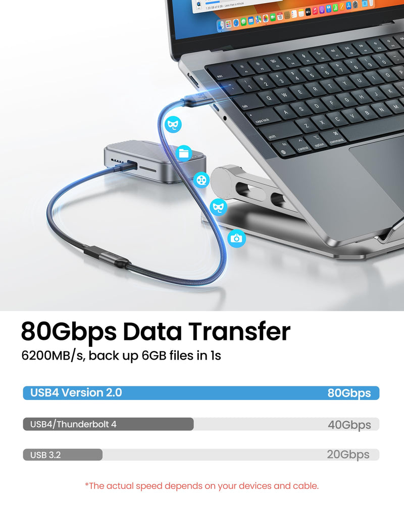 Silkland 80Gbps USB 4 Extension Cable for Thunderbolt 5/4, [240W Charging, 8K 60Hz] USB C Extender 3.3ft, 4K@540Hz Type C Male to Female Adapter Compatible for USBC Hub, iPhone 17/16, MacBook, iPad 3.3 Feet