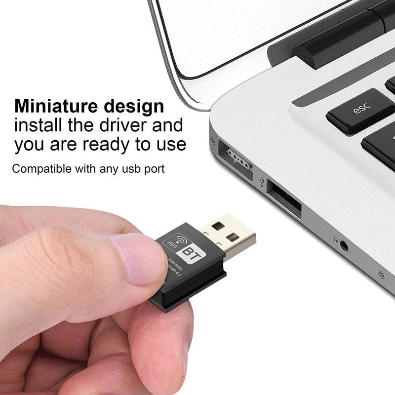 Blueshadow Mini 2-in-1 USB WiFi Bluetooth Adapter AC600-2.4G/5G Dual Band Wireless Network Adapter for Desktop PC, Bluetooth 4.2, WPA3 Network Security, Supports Windows 11,10, 8.1,8, 7