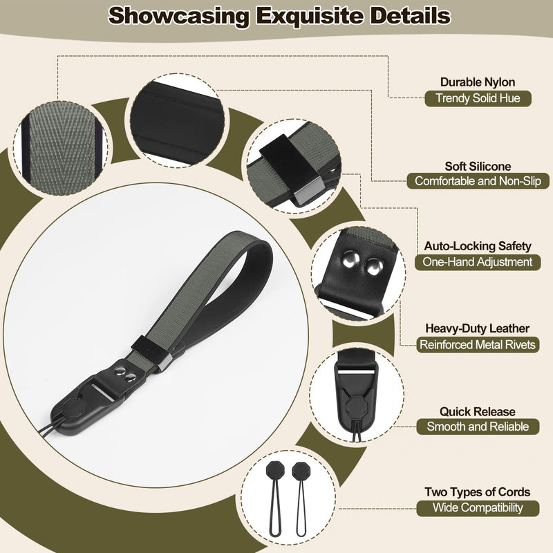 FIEIL Quick Release Camera Strap, Adjustable Universal Camera Wrist Strap for DSLR Mirrorless Compact Point-and-Shoot Cameras, Comfortable Secure Fit for Photographers (Charcoal Gray) Charcoal Gray