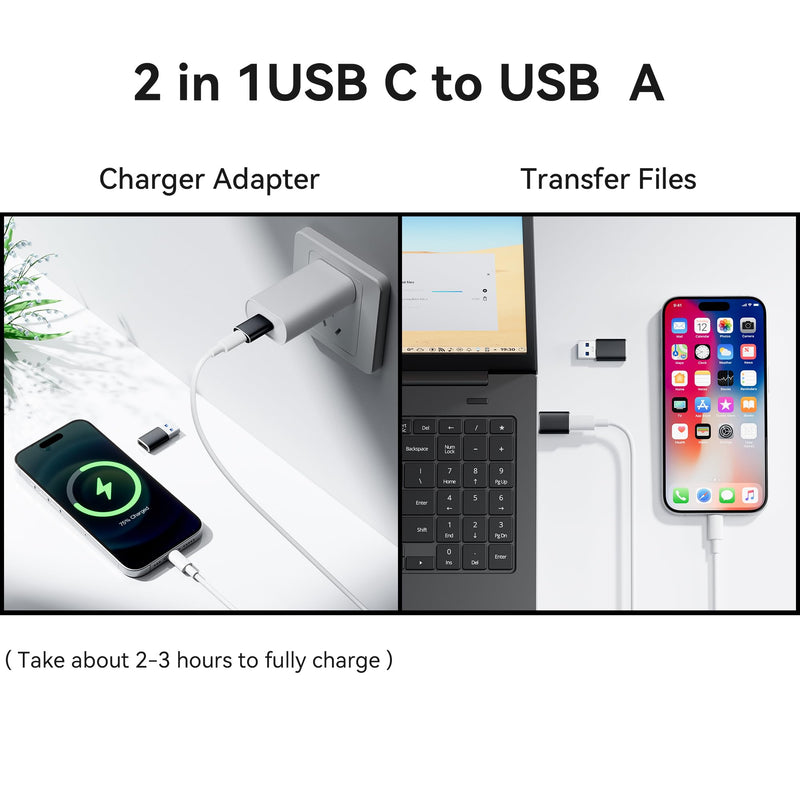 6 Pack USB C Female to USB Male Adapter, Type C to USB A Charger Cable Converter for iPhone 11 12 13 14 15 16 17 Pro Max, iPad Pro Air 4 Mini 6, Samsung Galaxy S25 S24 S23 S22, Google Pixel (Black) Black