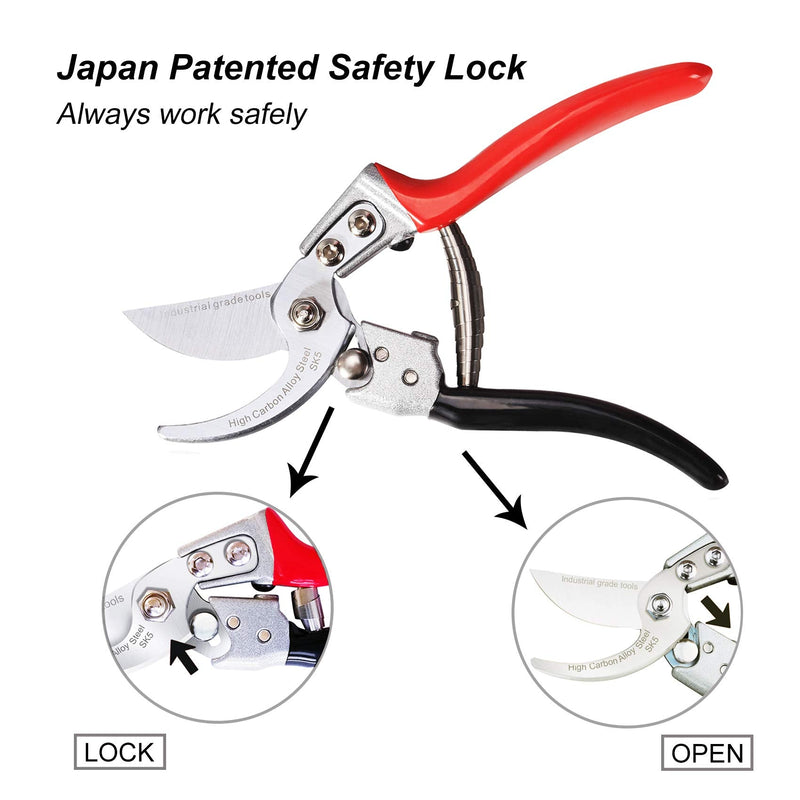 TONMA Pruning Shears [Made in Japan] Professional 8 Inch Premium Plant Garden Scissors Secateurs with Ergonomic Handle, Gardening Gifts Bypass Hand Pruners Branch Gardening Clippers for Plants ‎8 inches bypass pruners