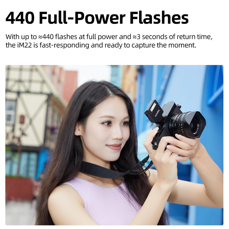 Godox iM22 Mini Flash，5 Flash Power,GN15 Flash Index, Compact And Portable for outdoor photography portrait