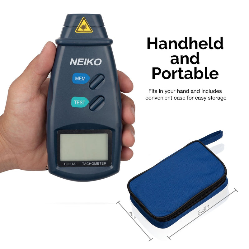 NEIKO 20713A Digital Tachometer, Noncontact Laser Photo Sensor with 2.5 to 99,999 RPM Accuracy, RPM Gauge Marker with Batteries Included