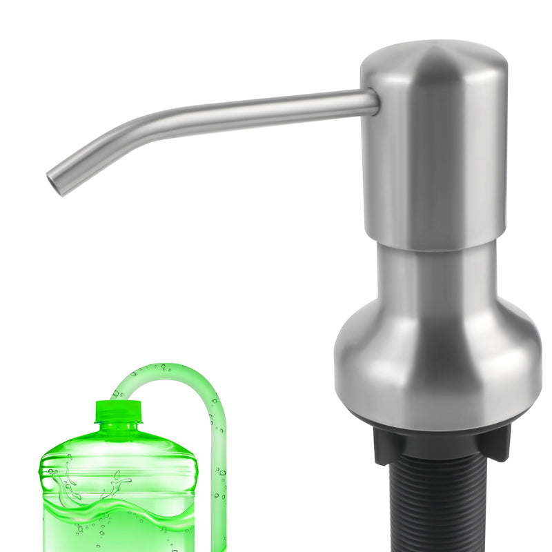 Soap Dispenser for Kitchen Sink, Sink Soap Dispenser with Longer Threaded Shaft Shank, 47" Extension Tube Connects Directly to Dish Soap Container, Wider Pump Head Base （Brushed Nickel） Brushed Nickel