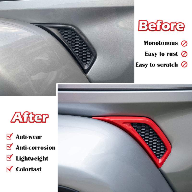 Bonbo Hood Vents & Engine Hood Hinge & Side AC Vent Outlet Trim Exterior Accessories fit for Jeep Wrangler JL JLU Sports Sahara Freedom Rubicon Unlimited Gladiator JT 2018-2023 11PCS (Red) Red