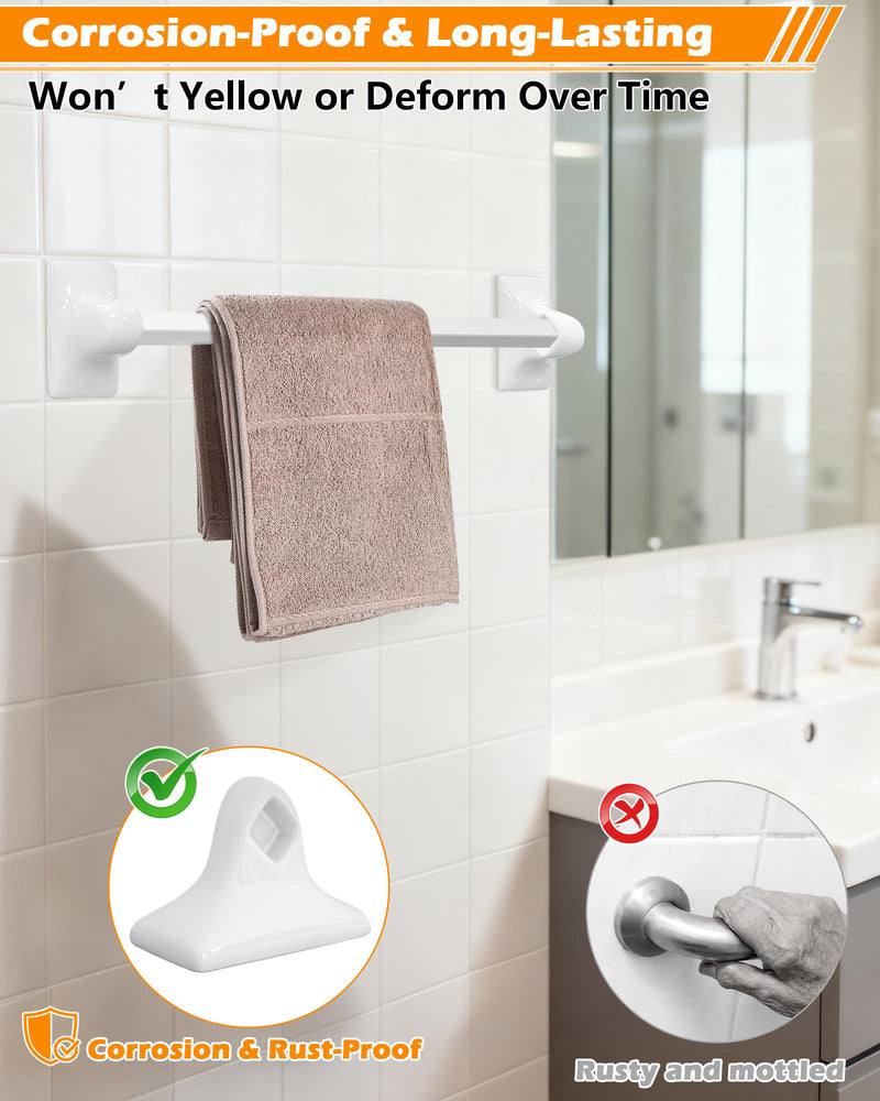 IWIWE 2 Pcs White Ceramic & Porcelain Towel Bar Brackets - Vintage Retro Towel Rack Post Holder | Mid Century Modern Bathroom & Kitchen Accessory, Flat Back, Rod Not Included