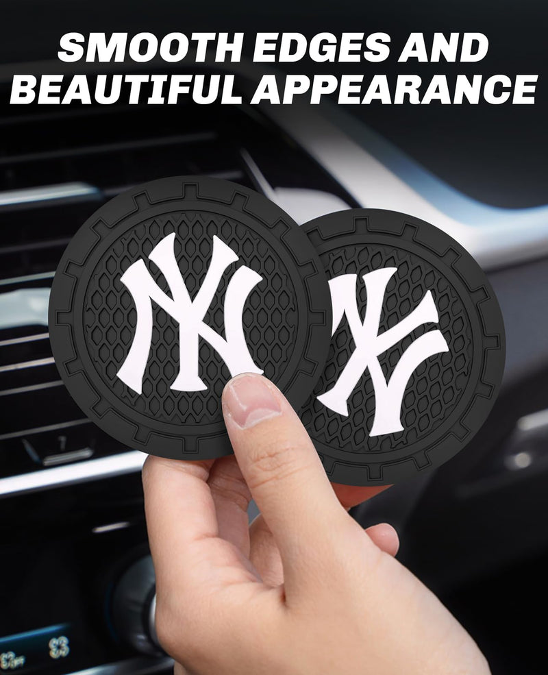 2PCS Car Cup Holder Coaster,Auto Cup Holder Insert Coaster for New York Yankees Baseball Fans, Non-Slip Car Drink Holder Mat, Interior Accessories, NY Yankees For Yks