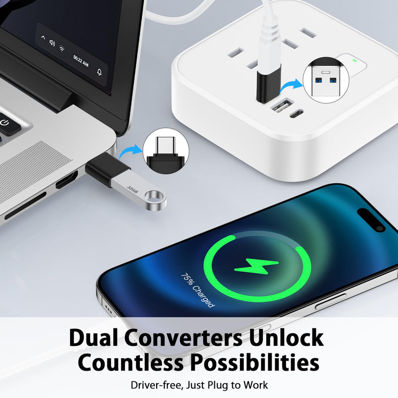USB C to USB Adapter, Type C Male to USB A 3.0 Female Adapter OTG Converter | USB A Female to USB C Male Adapter 5Gbps for Samsung Galaxy S26 Ultra/S25 FE/S24+ S23 S22 S21, iPhone 17 Pro Max/16e/15, iPad Black