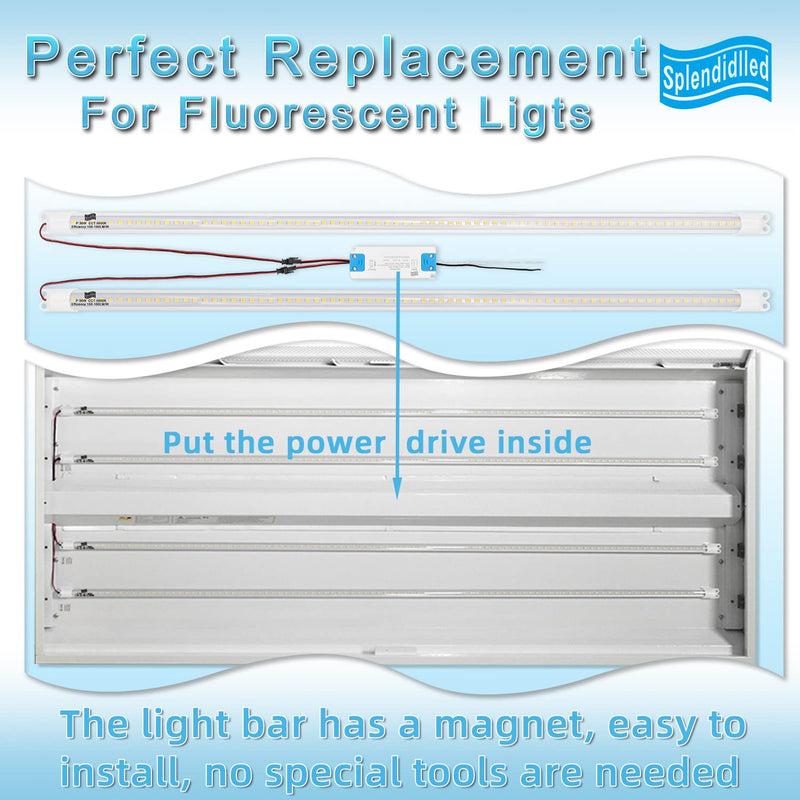 4FT Magnetic LED Retrofit Kit,Recessed T8T10Fluorescent Light Retrofit LED Light Tube,Panel Light,Troffer Quick Retrofit LED Light Kit ,No Professional Tools Required,36w, 5000K White light (2 pack) 4ft-5000k-2pack