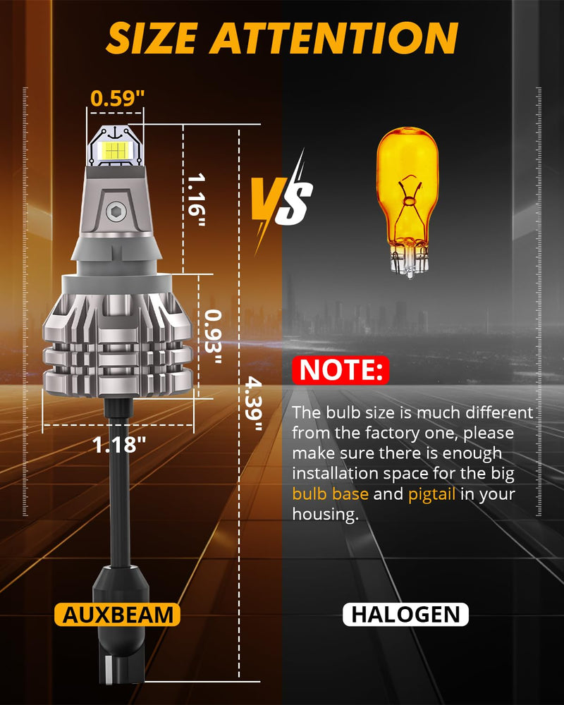 Auxbeam Upgraded 921 Bulb for Backup Reverse Light, 44W 6000 Lumens 500% Extremely Bright 912 W16W T15 Bulbs, Error Free, Pack of 2