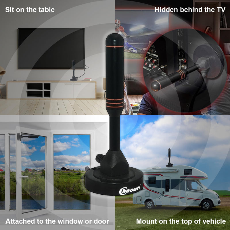 Chaowei Digital TV Antenna, Indoor Outdoor HD Antenna Easy Mount with Magnetic Base, Signal Amplifier for Local Channels, 4K 1080P Reception with 16.5FT Coax Cable