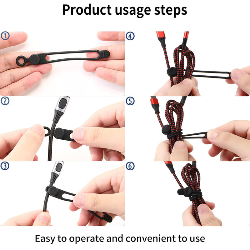 6 Pcs Cable Management Travel Essentials Zip Ties,Silicone Material | Cord Organizer Office Desk Accessories Vacation Essentials，Suitable for Storing Data Cables, Headphone Cables, Wires 6