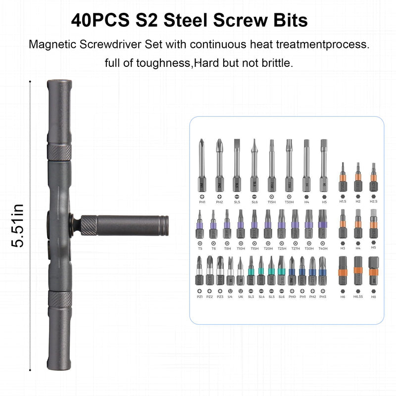  [AUSTRALIA] - 42 in 1 Magnetic Screwdriver Set, DIY Ratchet Screwdriver Set, Multi Bit Screw Driver Set Kit with Case, Handle Detachable, Portable Repair Tool for Electronics, Glasses, Bicycles & Home Repair 42 in1