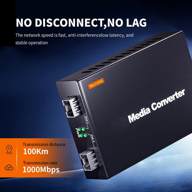 1.25Gbps Two Ports SFP OEO Mode Media Converter, Optical-Electrical Fiber Count Converter, SFP Repeater for SFP+ SR Module and 1000Base-T Module, Fiber to Ethernet Transmission up to 100KM 1.25Gb 2 Ports SFP OEO Mode Media Converter