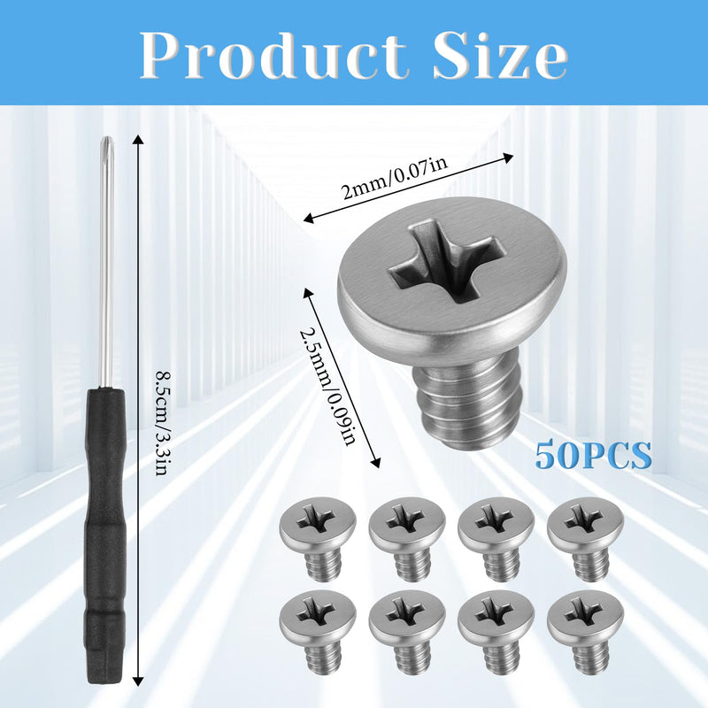 50 PCS M.2 SSD Mounting Screws Kit, Pcie Nvme M2 X 3 MM Replacement Phillips Flat Head Screw M.2 SSD Mountings Screws with Screwdriver, M2Screw for Laptop Nvme