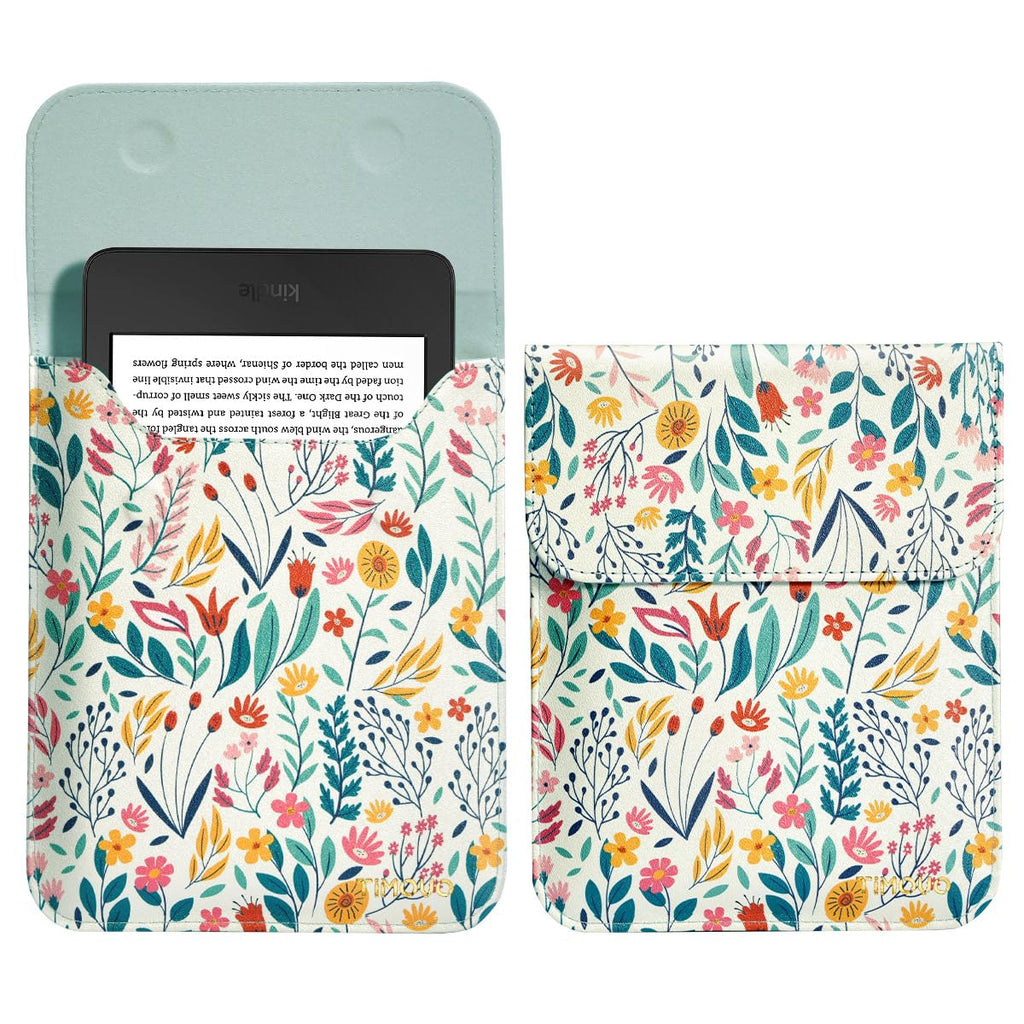 TiMOVO 6 Inch Sleeve for All-New Kindle 2022/Kindle 2019/Kindle Paperwhite 6.8 Inch/Kindle Voyage/Kindle (8th Gen, 2016)/Kindle Touch/Kindle 4/5, Protective Pouch Bag Case Cover, Flowers