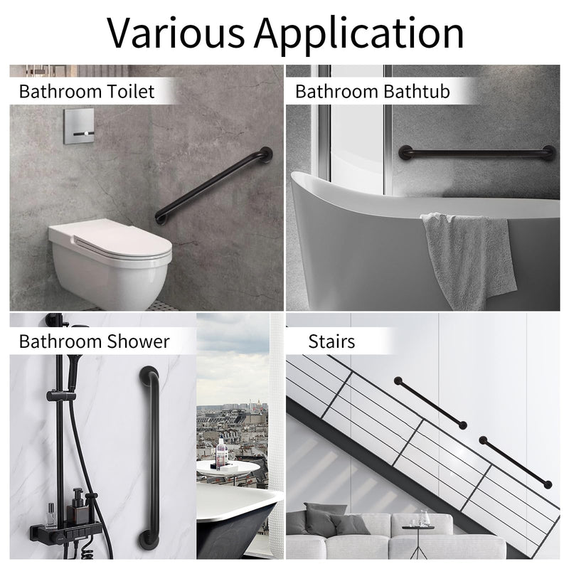 24inch Handicap Grab Bar for Shower, Shower Handles for Elderly, Shower Grab Bars for Seniors with Concealed Screws Black 24inch