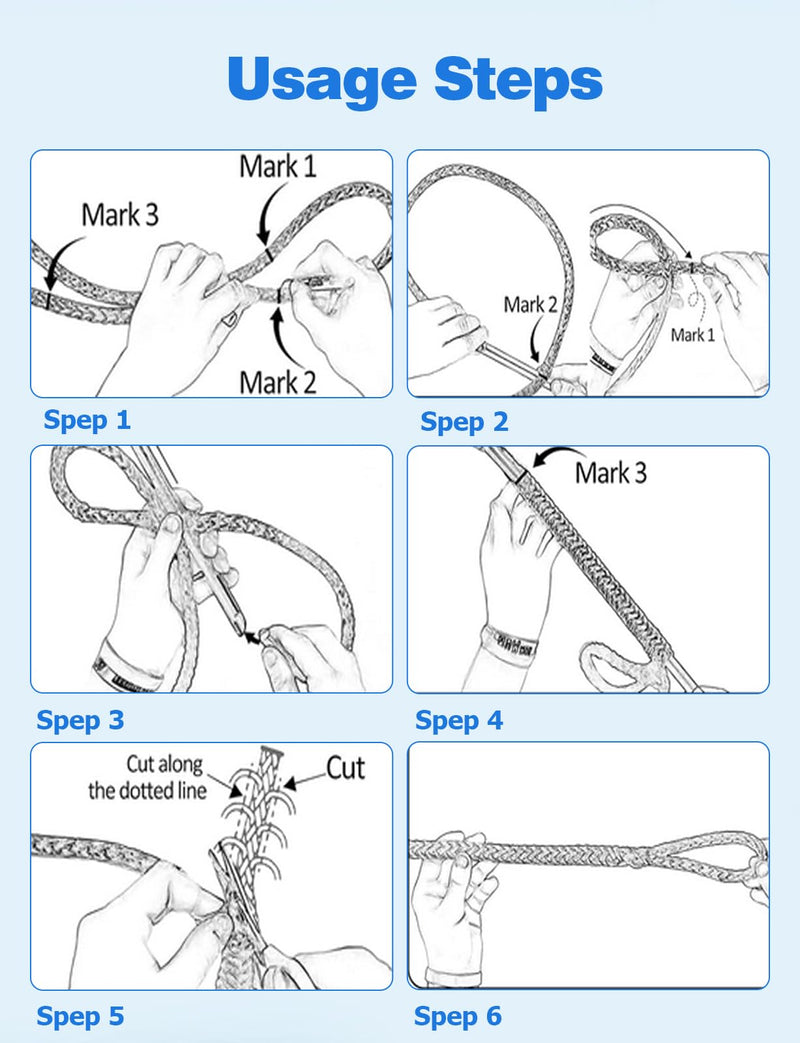 Mellbree Rope Splicing Tools, 7 Pcs 1/4", 5/16", 3/8", 7/16", 1/2" Rope FID with Pusher for Boating, Sailing, Dock Lines & Anchor Ropes – Heavy Duty for Braid Ropes