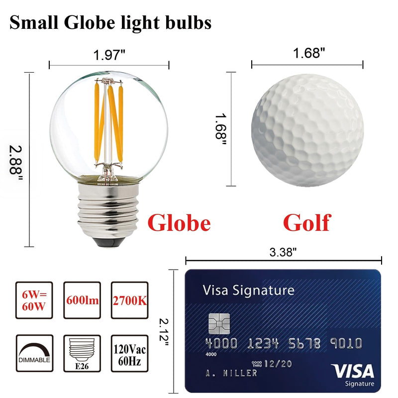 LiteHistory Dimmable E26 Edison Bulb G16.5 Light Bulb 6W Equal 60 watt Light Bulb AC120V Warm 2700K E26 led Bulb for Pendant,Chandeliers,Vanity,Wall sconces Edison Light Bulbs 60 Watt 600lm 6Pack 6w=60w Warm White 2700k E26