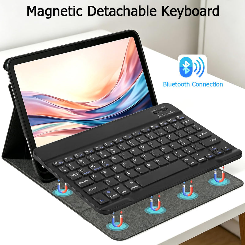 for iPad 11th/10th Gen Case with Keyboard,Folio Keyboard Cover with Pencil Holder, Detachable Keyboard for iPad(A16) 11th/10th-Black