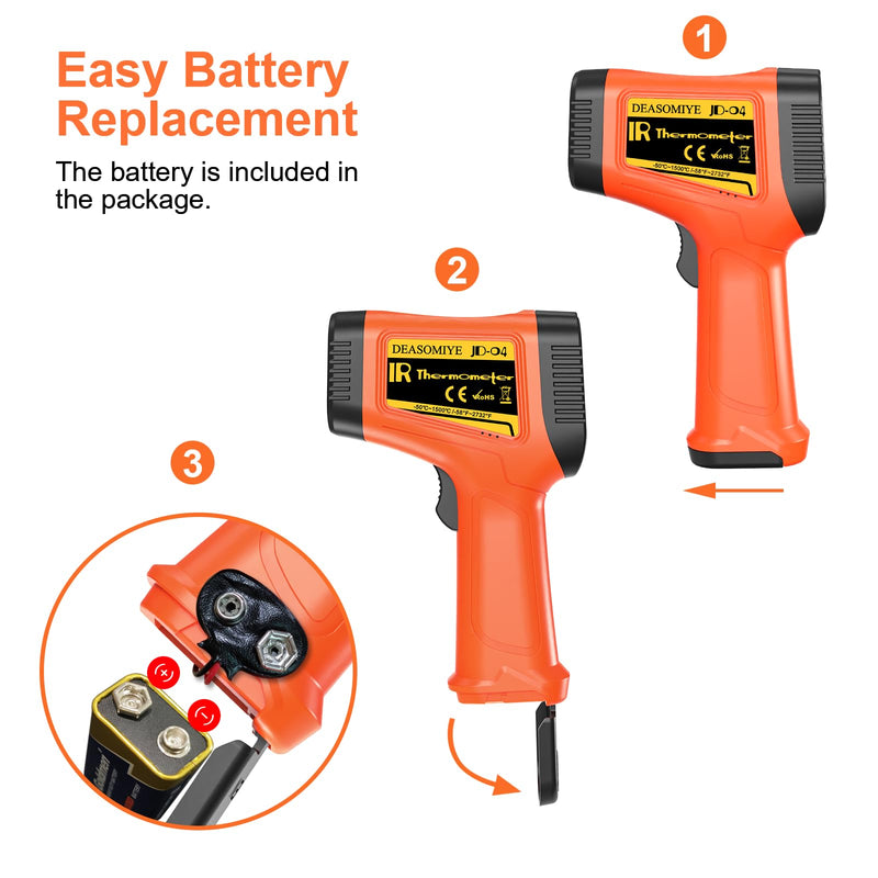 '-58°F to 2732°F Digital Infrared Thermometer Gun, 50:1 Distance Ratio Laser Temperature Gun with MAX/MIN/AVG Measure and Alarm, Heat IR Temp Gun for Cooking, Griddle, HVAC, Industrial Forging Coral
