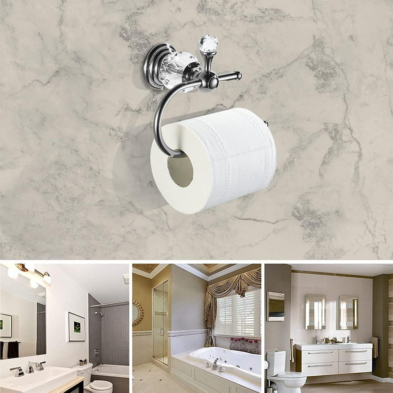 Silver Crystal Toilet Paper Holder, Chrome Bathroom Toilet Paper Roll Hanger Wall Mounted, Modern Toilet Tissue Holder Bathroom Accessory Silver