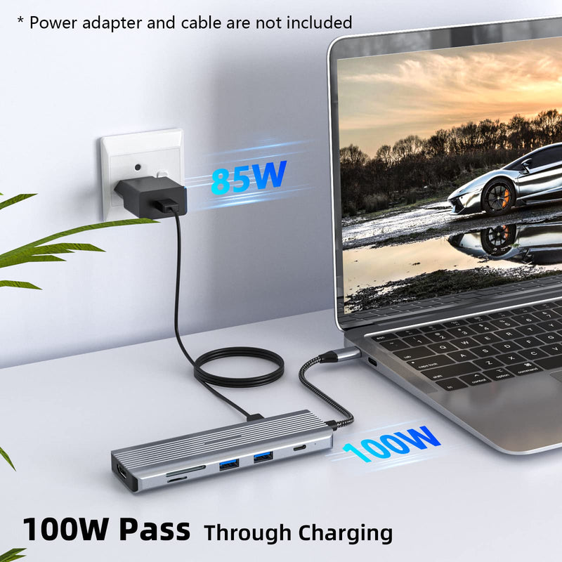 TOTU 9-in-1 USB C Hub with 4K HDMI, USB C to HDMI Adapter, 100W PD Charging, USB 3.0/2.0 Ports, SD/TF Card Reader, Compatible with MacBook Pro/Air, Dell, HP, Lenovo Laptops, Surface Pro