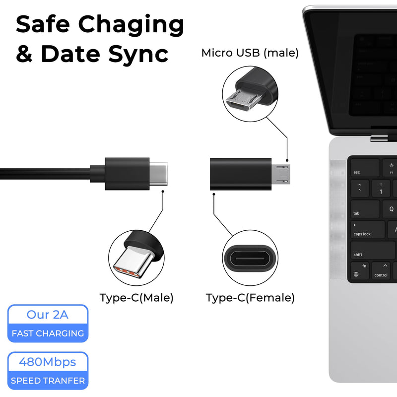 6 Pack Micro USB to USB C Adapter, Data Transfer Adapter, for Galaxy S7/S7 Edge/S6/J7, LG G4, and More Devices (Black) Black