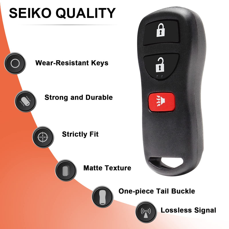 for Nissan Armada Frontier Murano NV Pathfinder Quest Sentra Titan Versa Xterra Keyless Entry Remote Replacement KBRASTU15 (Pack of 2)