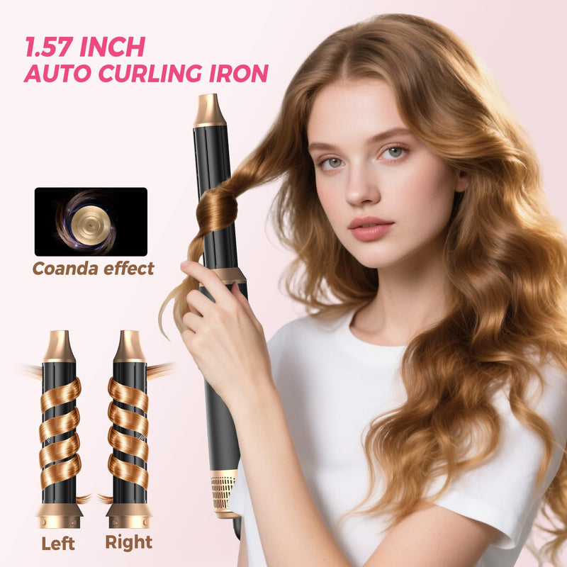Atopskins Magic Styler Hair Styler Airbrush 5 in 1 Airstyler 5 in 1 Gift | Magic Styler Hair Styler Hair Dryer Brush with Curl,Straighten,Volumise, Smooth and Hairdryer Brushes,Multistyler Gift Deepblack