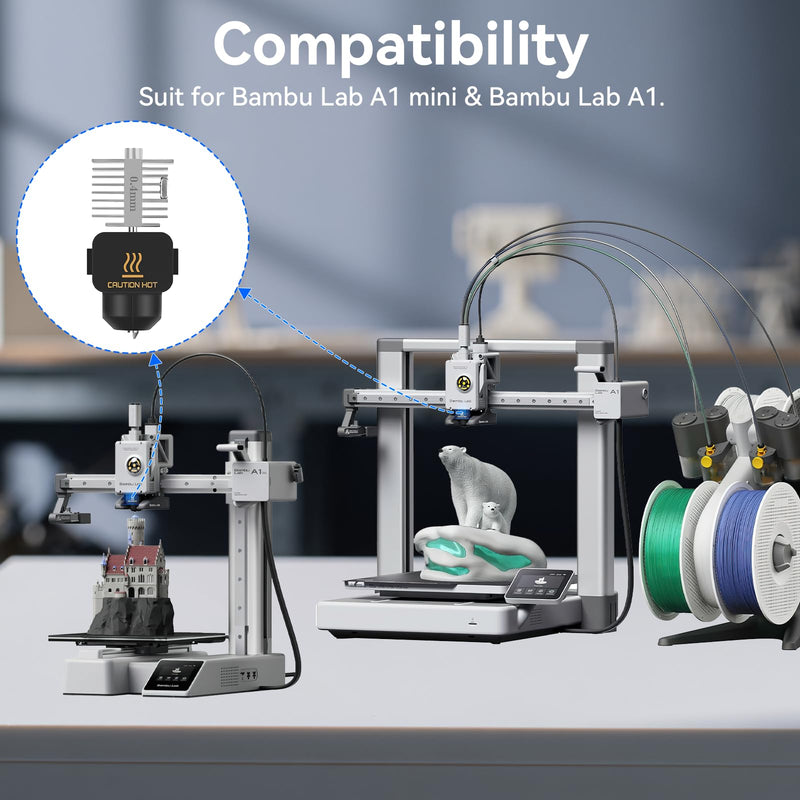 3PCS A1/A1 Mini/A2L Hotend Hardened Steel Nozzle Fast Speed&High Temp Integrated Structure Hot End with Silicone Cover Compatible with Bambu Lab A1/A1 Mini/A2L 3D Printers-(0.2mm+0.4mm+0.6mm) Silver 3PCS 0.2MM+0.4MM+0.6MM Stainless Steel Nozzle